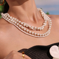 Double-layer heart pearl necklace